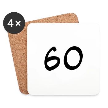 60. 60 ANS. 60e ANNIVERSAIRE. ANNIVERSAIRE 60 ANS. - Dessous de verre (lot de 4) - blanc - Devant