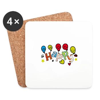 HAPPY BALLONS - Untersetzer (4er-Set) - Weiß - Vorne