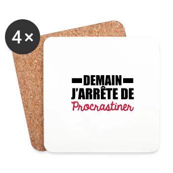 demain j'arrête de procrastiner - Dessous de verre (lot de 4) - blanc - Devant
