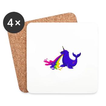 seehund,regenbogen,kotzender seehund,robbe,einhorn - Untersetzer (4er-Set) - Weiß - Vorne