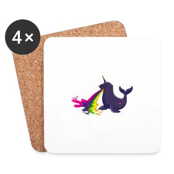 seal,rainbow,pooping seal,seal,unicorn - Coasters (set of 4) - white - Front