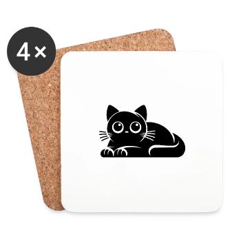 Unschuldige Katze Humor Katzen Zeichnung - Untersetzer (4er-Set) - Weiß - Vorne