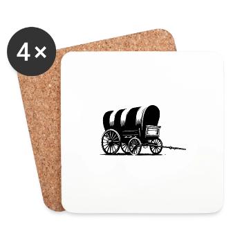 Old sidecar covered wagon with striped tarpaulin - Coasters (set of 4) - white - Front