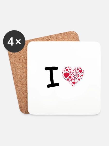 i love - Untersetzer (4er-Set) - Weiß