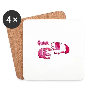 quiek,guinea pig,pink,pink - Coasters (set of 4) - white - Front
