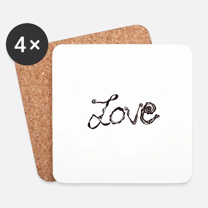 Love - Untersetzer (4er-Set) - Weiß