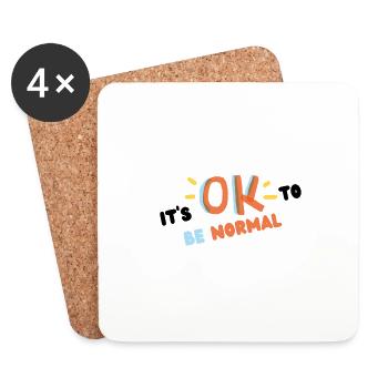 It s ok to be normal (noir) - Dessous de verre (lot de 4) - blanc - Devant