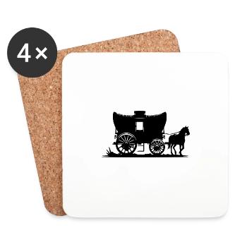 Travel Covered wagon with horse Old way of travelling - Coasters (set of 4) - white - Front