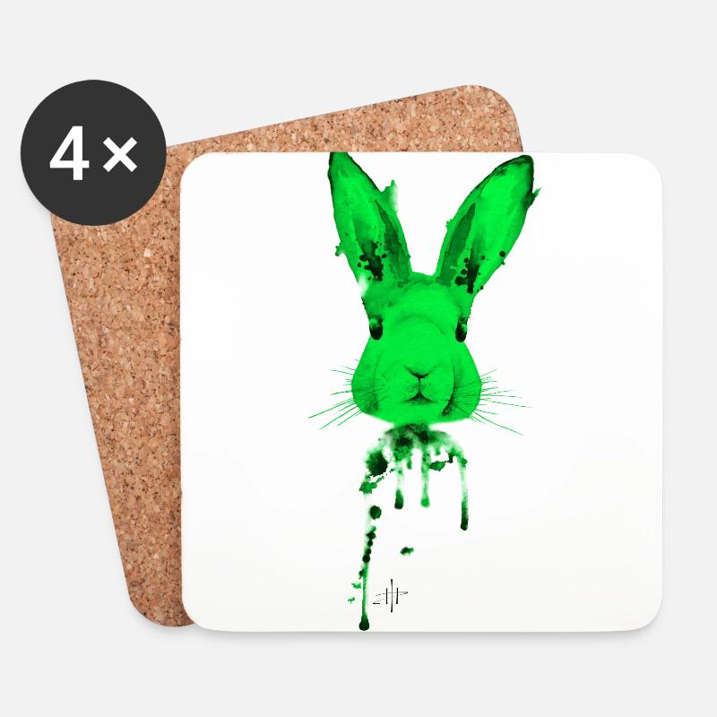 Hase Grün - Untersetzer (4er-Set) - Weiß