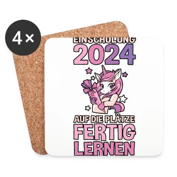 Écolier de 1ère année Rentrée Unicorn Einschulun - Dessous de verre (lot de 4) - blanc - Devant
