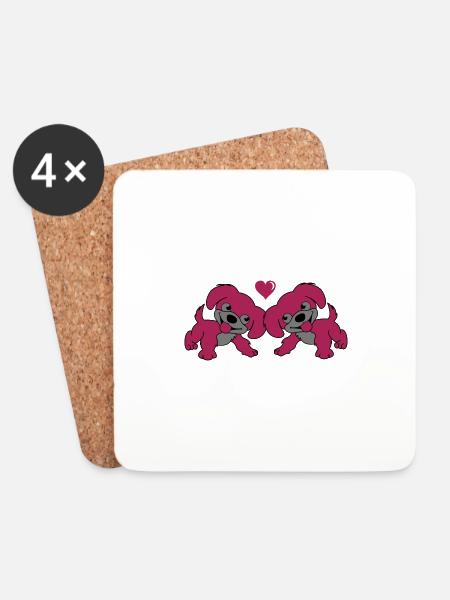 hunde liebe - Untersetzer (4er-Set) - Weiß