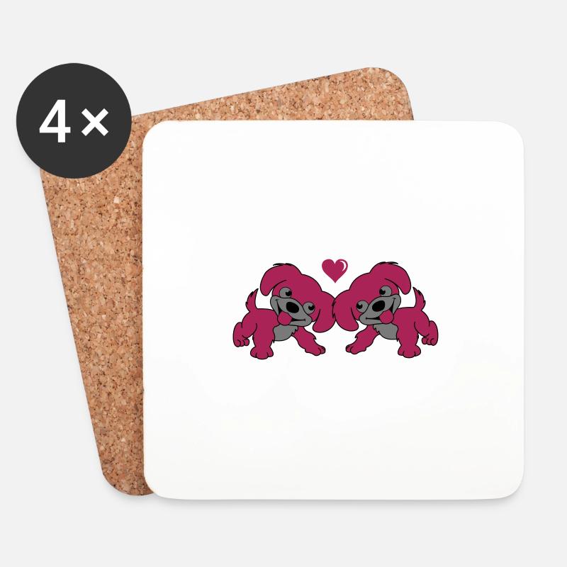 hunde liebe - Untersetzer (4er-Set) - Weiß