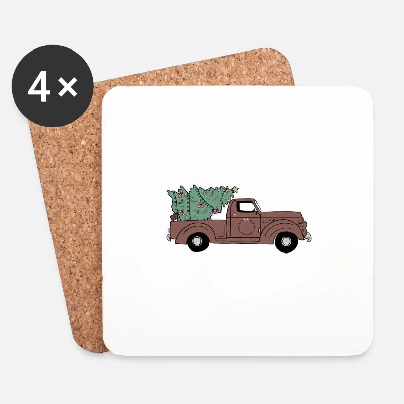 Weihnachtstruck - Untersetzer (4er-Set) - Weiß
