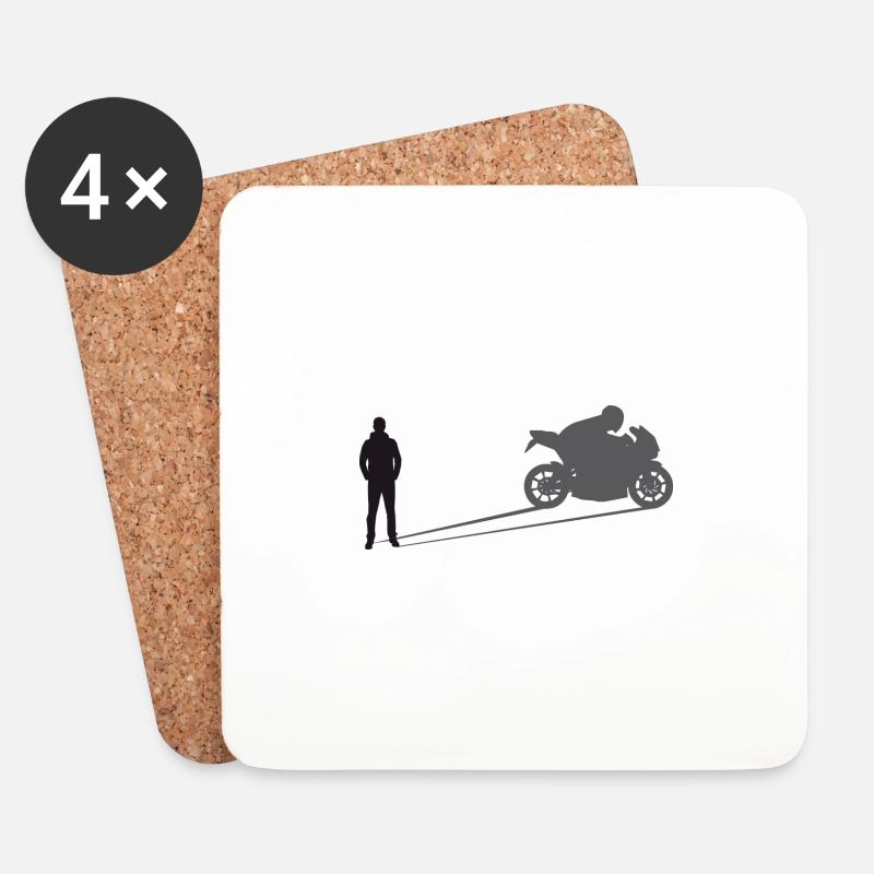Schattenmotorrad - Untersetzer (4er-Set) - Weiß
