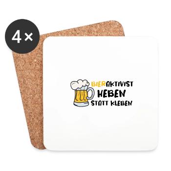 Bieraktivist Heben statt Kleben - Untersetzer (4er-Set) - Weiß - Vorne