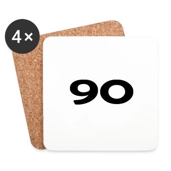 90. 90 ANS. 90e ANNIVERSAIRE. ANNIVERSAIRE 90 ANS. - Dessous de verre (lot de 4) - blanc - Devant