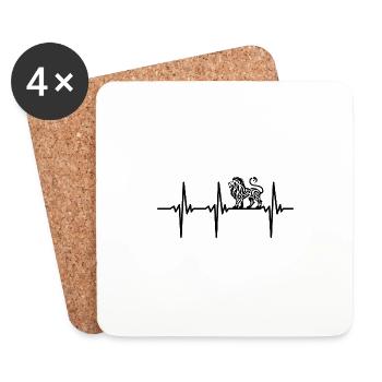 Battement de cœur pour un tatouage élégant de style lion - Dessous de verre (lot de 4) - blanc - Devant