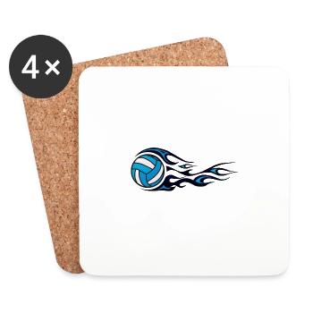 ball volleyball flame tribal fire trai - Coasters (set of 4) - white - Front
