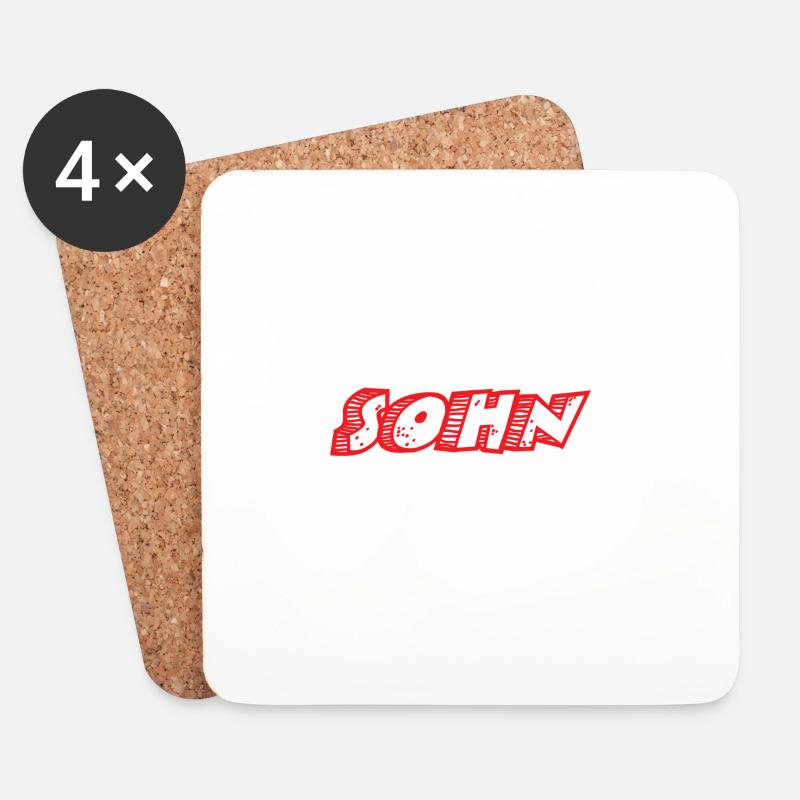 Sohn Retro Comic Buchstaben Design - Untersetzer (4er-Set) - Weiß