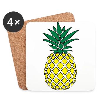 flippige Ananas - Untersetzer (4er-Set) - Weiß - Vorne
