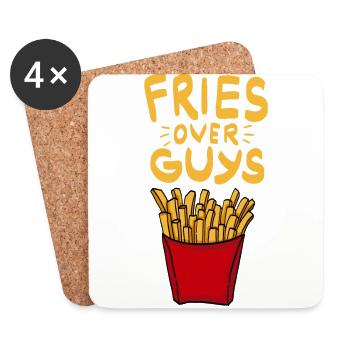 Frites sur les gars! Single Ladies frites Cuisine française - Dessous de verre (lot de 4) - blanc - Devant