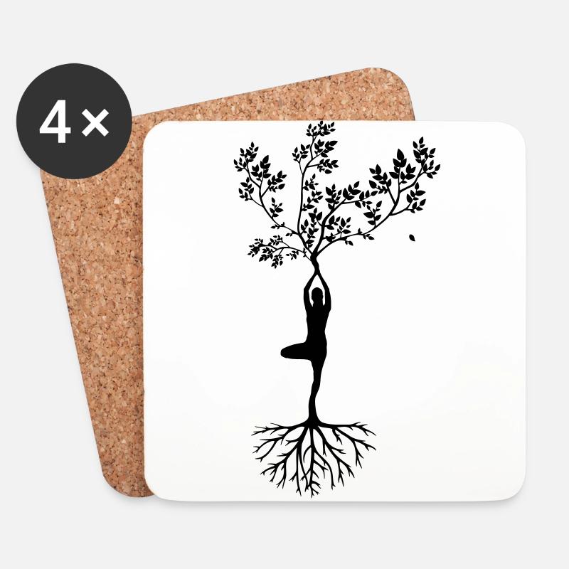 Silhouette Natur und Mensch - Untersetzer (4er-Set) - Weiß