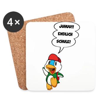 Cartoon duck finally school, kindergarten DD - Coasters (set of 4) - white - Front