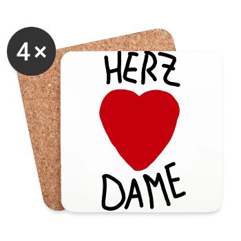 Herz Dame - Untersetzer (4er-Set) - Weiß - Vorne