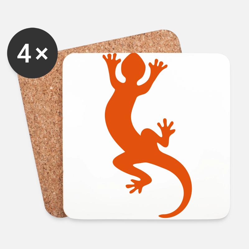 Eidechse / Echse / Lizard / Gecko - Untersetzer (4er-Set) - Weiß