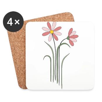 Bunte Blumen - Untersetzer (4er-Set) - Weiß - Vorne