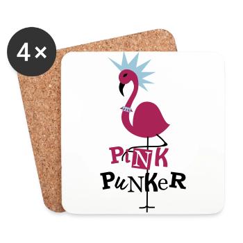 Pink flamingo punk black - Coasters (set of 4) - white - Front