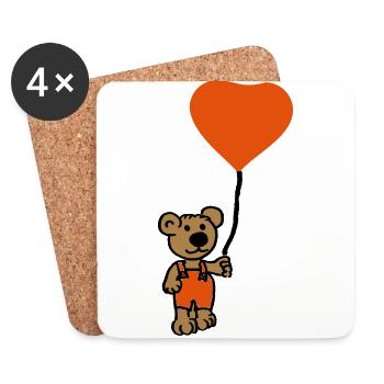 bear with baloon - Coasters (set of 4) - white - Front