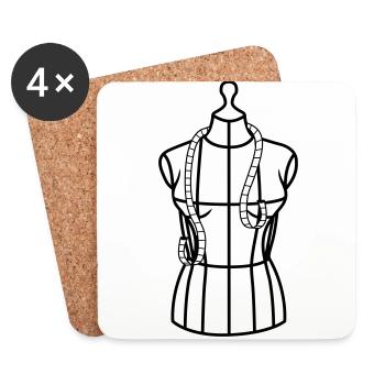 Mannequin tailleur avec bande de masse - Dessous de verre (lot de 4) - blanc - Devant