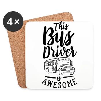 Dieser Busfahrer Ist Genial Buslenker Bus Beruf - Untersetzer (4er-Set) - Weiß - Vorne
