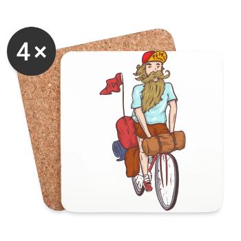 Bartradfahrer Bike Packer Abenteuer - Untersetzer (4er-Set) - Weiß - Vorne