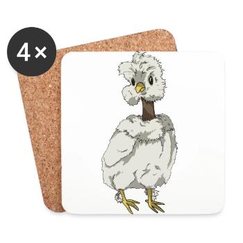 Chicken Chick Silk Chicken Naked-necked Chicken Breed - Coasters (set of 4) - white - Front