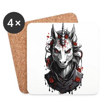 Vampire Licorne Dark Halloween Mysticisme Design - Dessous de verre (lot de 4) - blanc - Devant