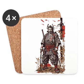 Vintage Samurai Retro Japan Flair - Untersetzer (4er-Set) - Weiß - Vorne