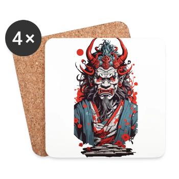 Oni Demon in Ukiyo-E Japan Art Style - Coasters (set of 4) - white - Front