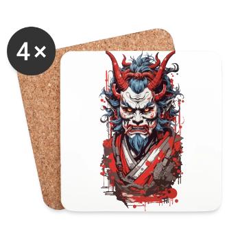 Yokai Ukiyo-e Streetwear Tokyo Japan Art Style - Untersetzer (4er-Set) - Weiß - Vorne