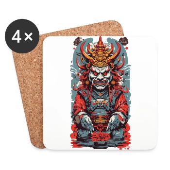 Retro Oni Yokai Japan Retro Ukiyo-E Stil Design - Untersetzer (4er-Set) - Weiß - Vorne