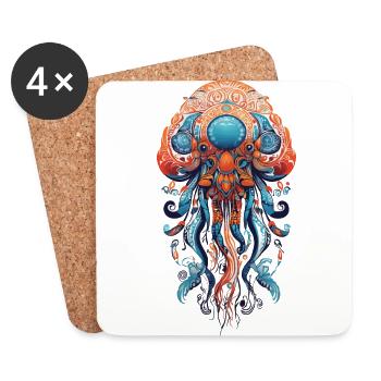 Mystisches Jellyfish Mandala Quallen Spiritualität - Untersetzer (4er-Set) - Weiß - Vorne