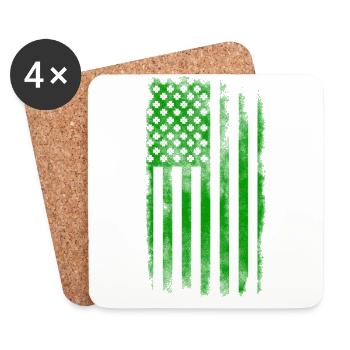 Irisch-amerikanische St. Patrick's Day-Flagge gewaschen - Untersetzer (4er-Set) - Weiß - Vorne