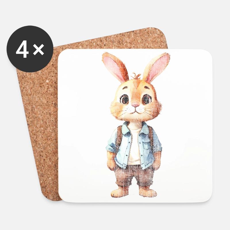 Süßer Hase Osterhase - Untersetzer (4er-Set) - Weiß