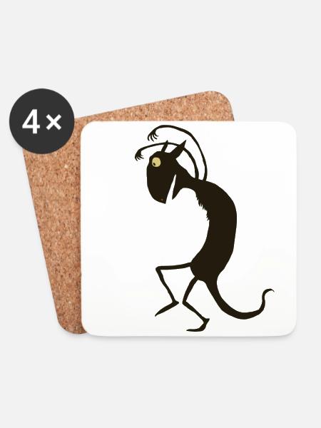 schleichendes Monster - Untersetzer (4er-Set) - Weiß