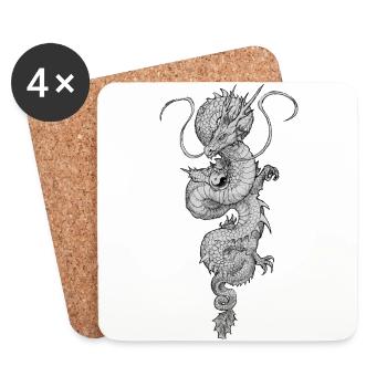 China chinesischer Drache Tattoo23 - Untersetzer (4er-Set) - Weiß - Vorne