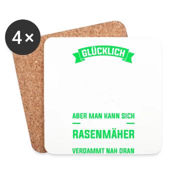 Garten Rasenmähen Rasenmäher Gärtner Lustiges - Untersetzer (4er-Set) - Weiß - Vorne
