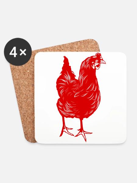 Huhn Chicken - Untersetzer (4er-Set) - Weiß