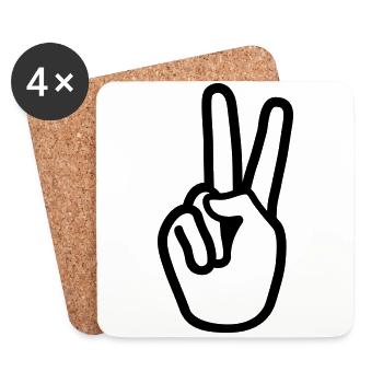 Hand Peace - Untersetzer (4er-Set) - Weiß - Vorne