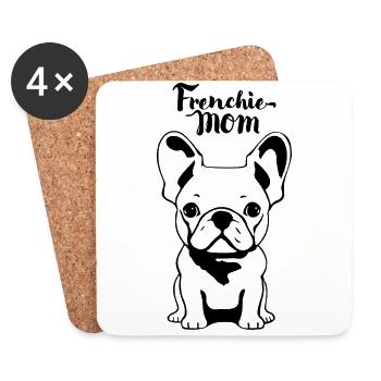 Frenchie Maman | Maman chien | Bouledogue français - Dessous de verre (lot de 4) - blanc - Devant